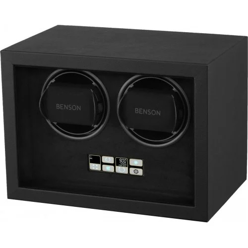 Benson Watchwinders - Black Leather Watchwinder voor 2 horloges. Turns Per Day: 600, 900, 1200, 1500, 1800 en 2100. Plug and Play
